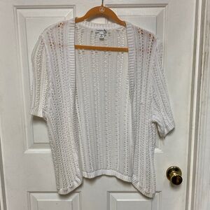 Croft & Barrow White Open Knit Cardigan